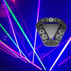 Высококачественное Перемещение лазерной головки света RGB 3 цвета треугольник паук со вращающейся головой лазерные огни для ночных клубов