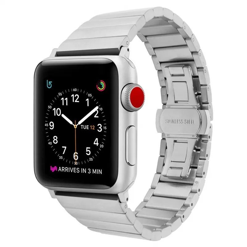 ASHEI Stainless Steel Strap Band for Apple Watch Bands 44mm 40mm 38mm 42mm Butterfly Buckle Wristband for iWatch Series 4/3/2/1