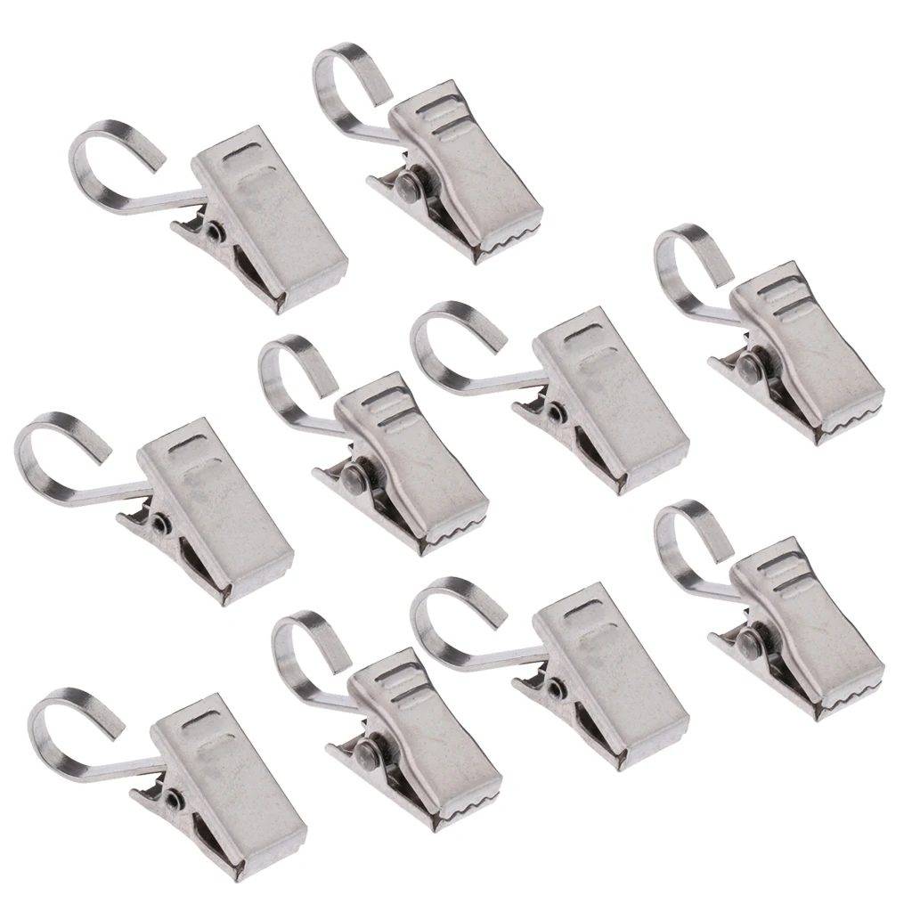 10-Pcs Heavy Duty Curtain Clips with Hook/Spring Clamps/Roman Clips Carrier, Rustproof