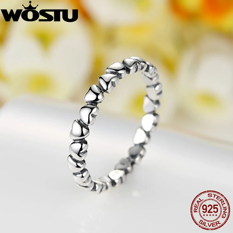 WOSTU 925 пробы серебряные кольца с сердечком для женщин европейский бренд ювелирные изделия подарок XCH7108