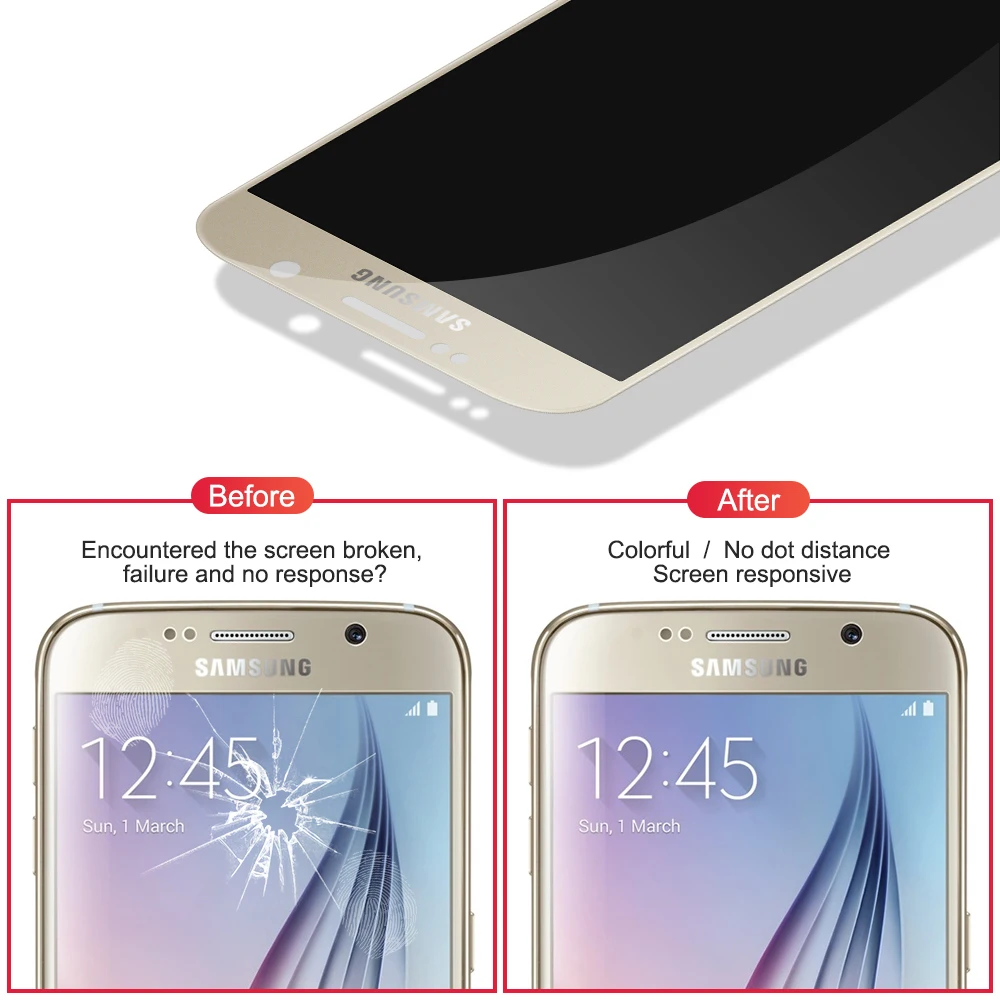 Супер AMOLED для 5," samsung Galaxy S6 ЖК-дисплей+ сенсорный экран панель дигитайзер Замена для G920 дисплей