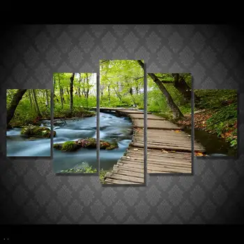 

Canvas Art Printed Stream Wooden Woods Painting Canvas Print Room Decor Print Poster Picture Canvas Free Shipping/90612