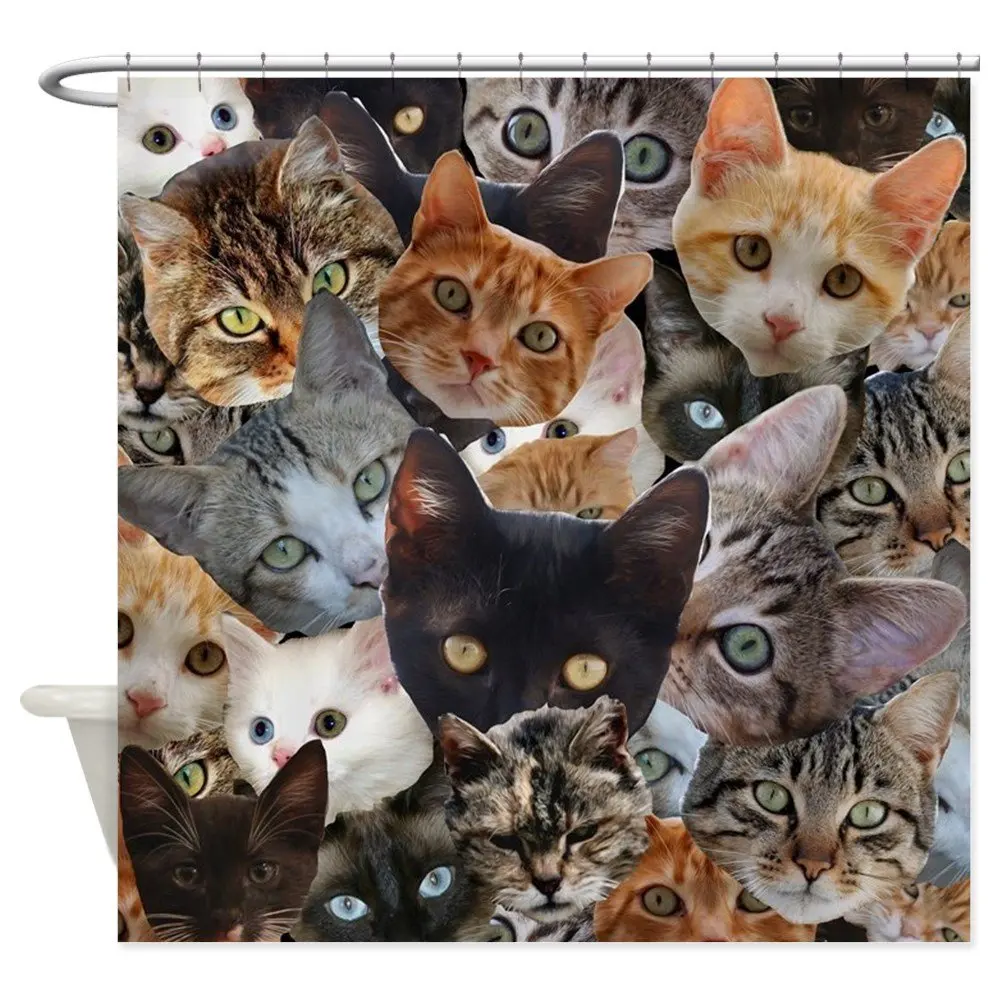 Декоративная тканевая занавеска для душа Kitty Collage