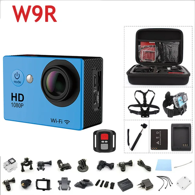  Original W9R 4K Action Camera Remote controller WIFI Waterproof pro camera 30M 2.0inch Screen 170 Wide Angle action cam 