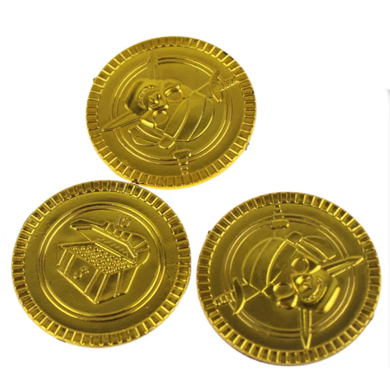 100Pcs Gold Coins Pirate Treasure Game Halloween Play Money Pirate Party Props Kids Children Party Christmas Decoration Supplies