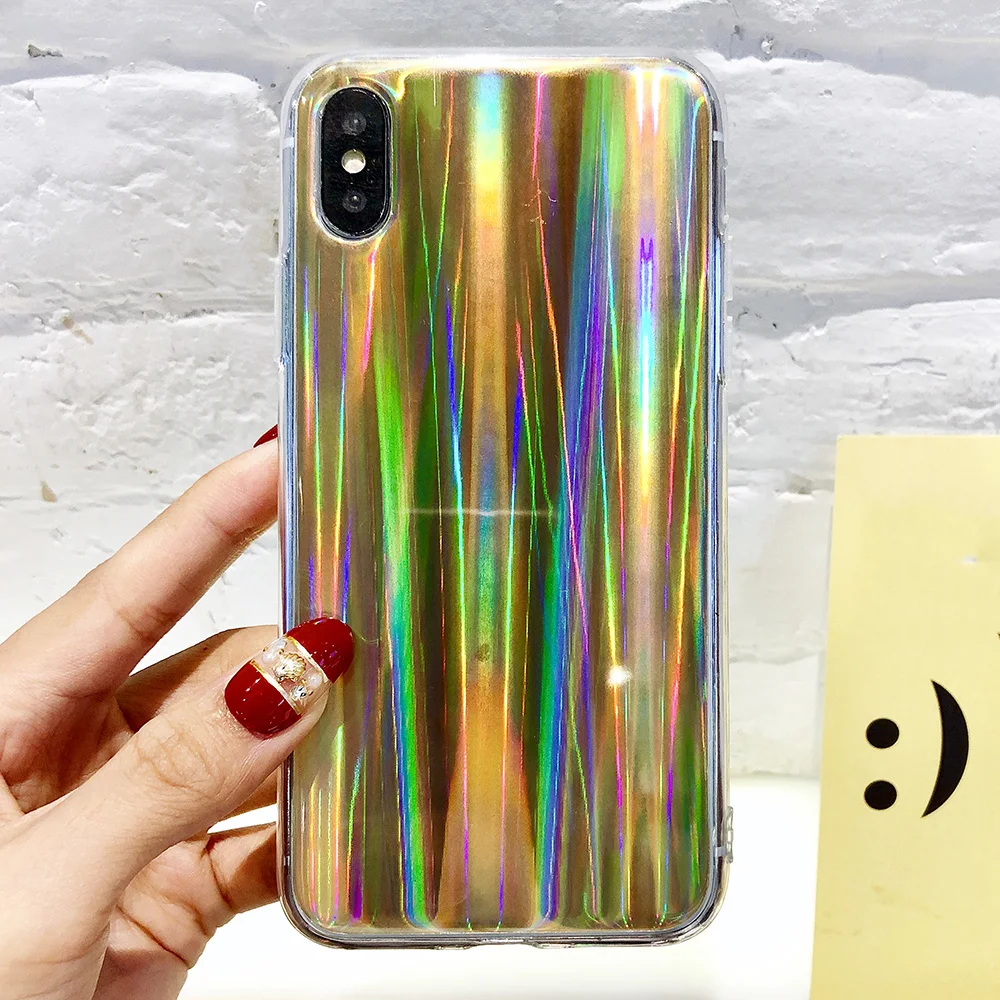 KIPX1122_9_JONSNOW Aurora Shining Laser Phone Case for iPhone 6 6S 7 8 Plus X XS XR XS Max Glossy Soft Silicone Case Back Cover Capa Coque Fundas