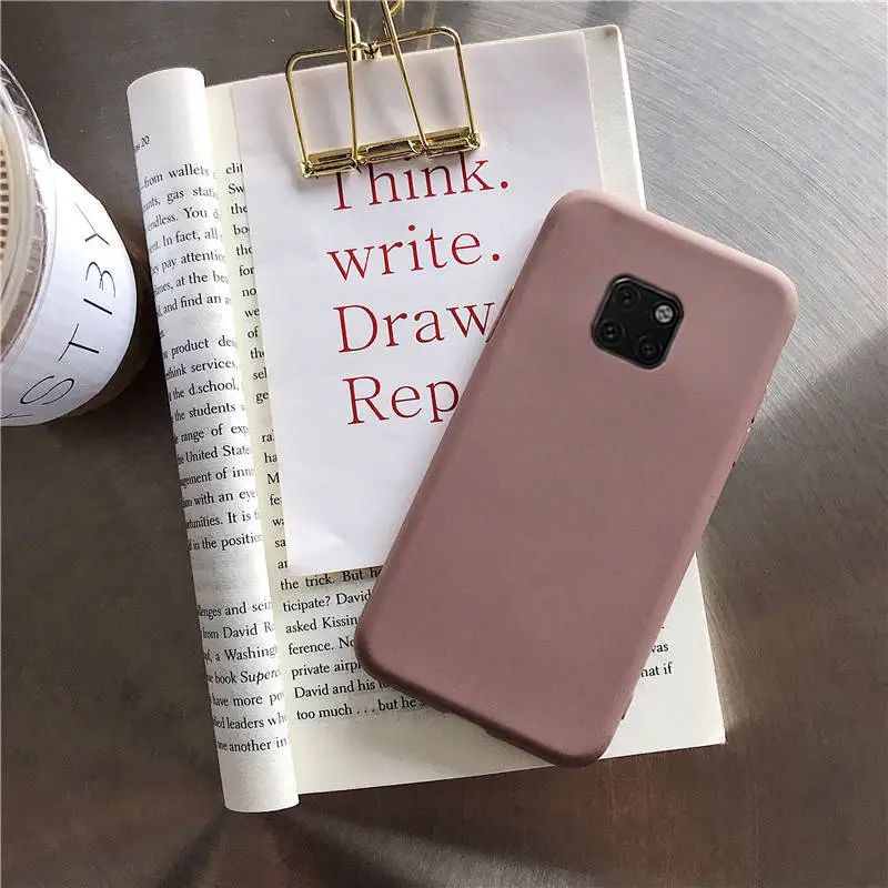 matte silicone phone case on for huawei mate 10 lite 20 lite mate20 mate10 lite 9 pro mate 30 candy color soft tpu back cover - Цвет: coffee