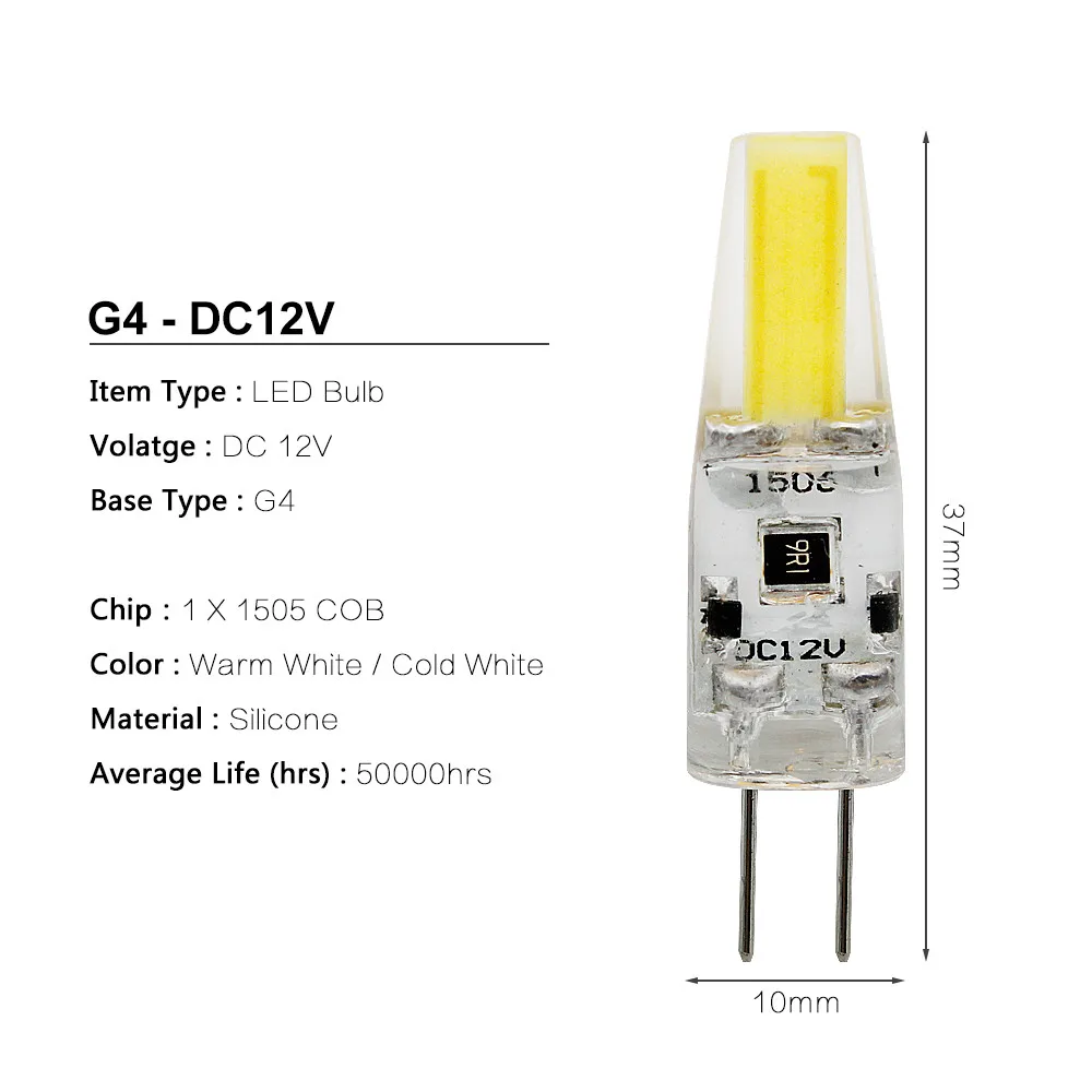 10 шт. Lamparas силиконовый G4 светодиодный COB DC 12 В светильник, лампа для замены 10 Вт 20 Вт галогенная лампа для Люстра-прожектор 360 градусов ампула