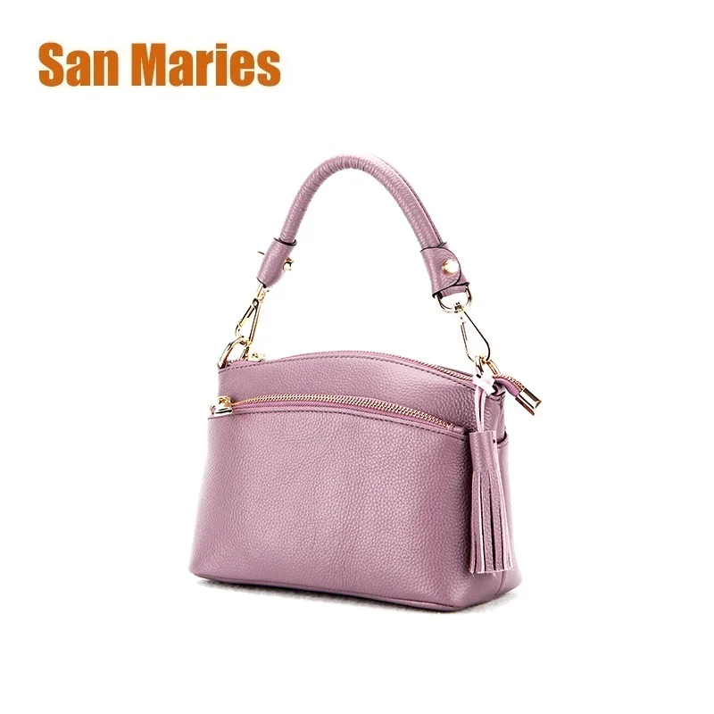

San Maries Women Small Genuine Leather Shoulder Bags Girls Crossbody Messenger Bag Ladies Handbags Purse Femme Sac a Main Bolso