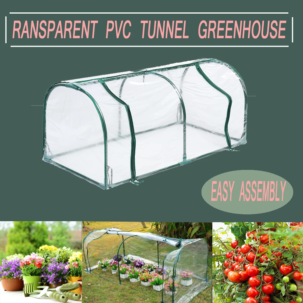 

Removable Steel Frame Outdoor Plant Cover Zipper Garden GreenHouse PVC Warm Garden Household Plant Greenhouse Cover 128X60X58CM
