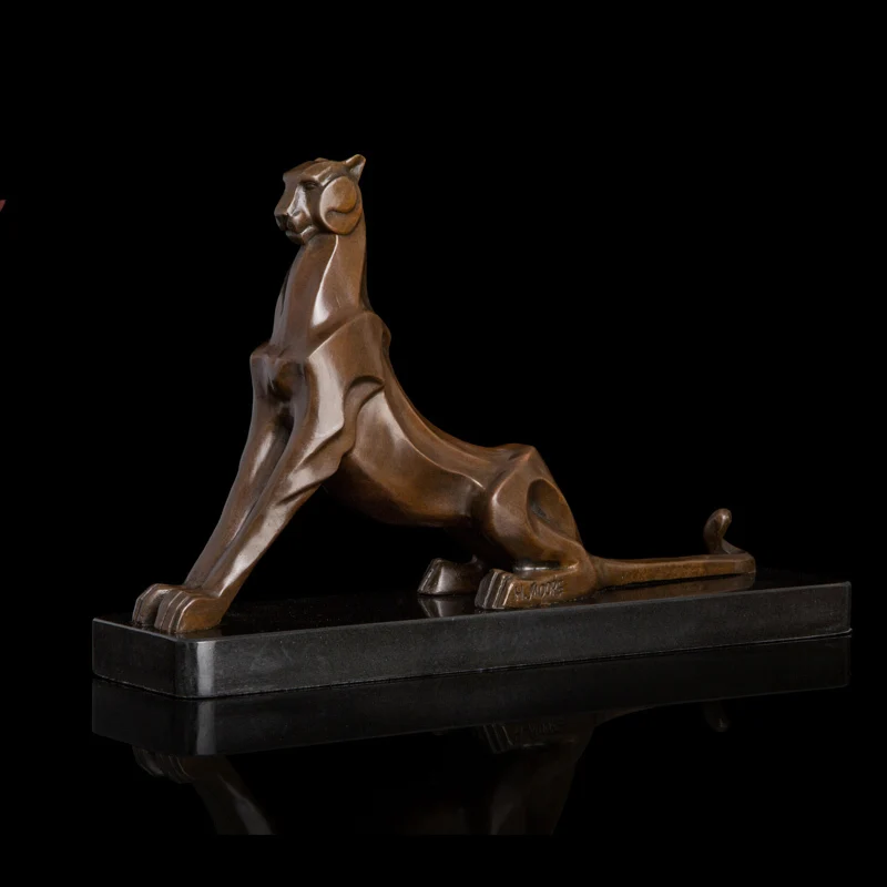 

Arts Crafts Copper Art Nouveau Home Decor Abstract Leopard Statue Bronze Cheetah Figurines Animal Estatua Personality Office Dec