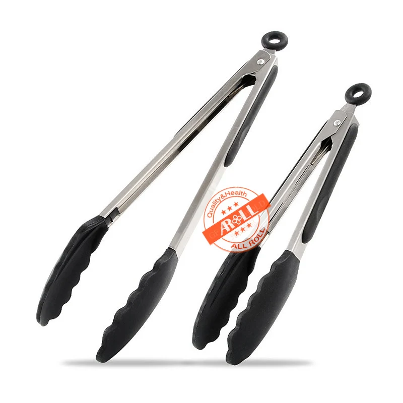 Silicone BBQ Food Tongs Stainless Steel Kitchen Tools Kitchen Locking Tongs Clip Kitchen Cooking