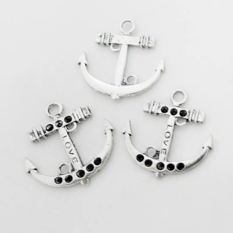 

2 PCS 34x35MM DIY Vintage Silver Anchor Charms For Necklace Pendant For Bracelet Keychain Alloy Jewelry Trinket Accessories