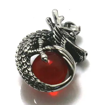 

Men 316L Stainless Steel Cool Punk Gothic Red Stone Dragon Pendant Newest