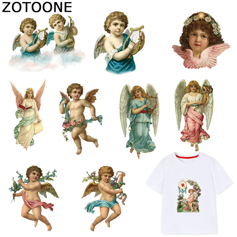 

ZOTOONE Cute Angel Iron on Patches Cupid Stickers Transfers for Clothes T-shirt Heat Transfer Sticker DIY Accessory Appliques F1