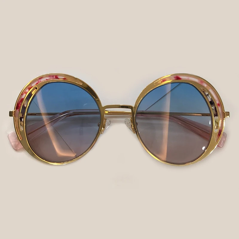 

Round Sunglasses for Women Brand Designer High Quality Alloy Frame UV400 Protection Lens Shades with Box Oculos De Sol Feminino