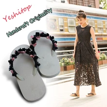 EUR 34-43 Yeshitop/Новое поступление OEM ручной работы блестками Туфли без каблуков Вьетнамки блеск женские сандалии удобные Тапочки