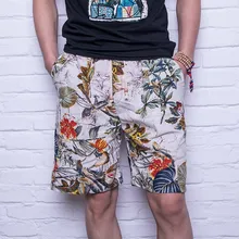 Ropa de algodón de los hombres pantalones cortos rojo Coral pantalones cortos de playa de la bola del dragón del pantalones múltiples colores imprimir ropa Casual de fondo 4XL
