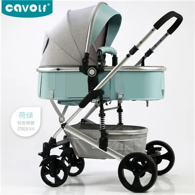 Светильник для детской коляски с высоким пейзажем, может лежать и складываться, двусторонняя коляска для новорожденных - Цвет: green1 S