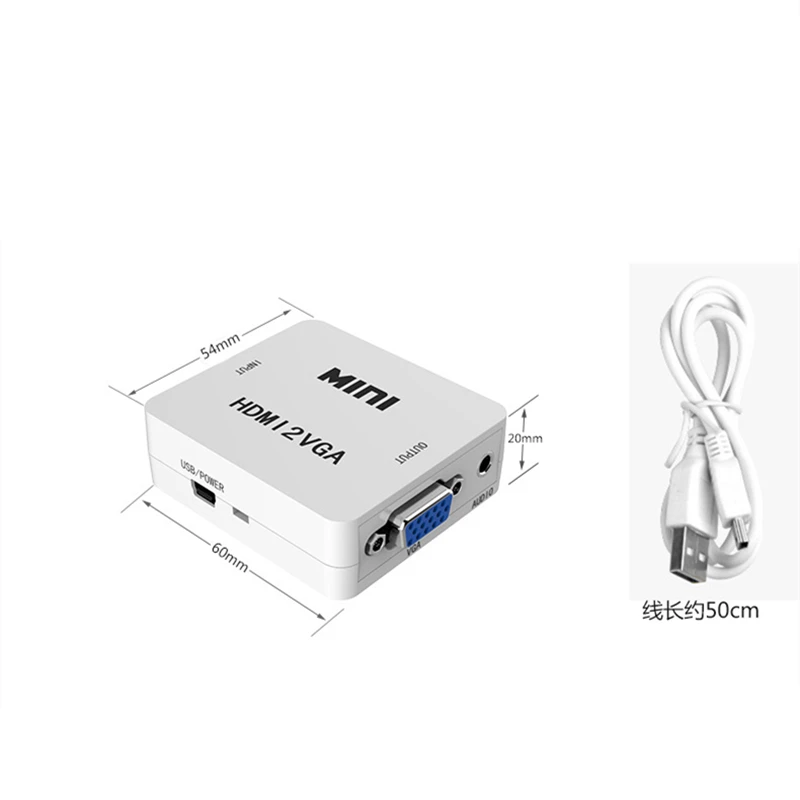 Rankman HDMI to VGA Converter with Audio 1080P HDMI2VGA Adapter Connector for PC Laptop HDTV Projector Monitor