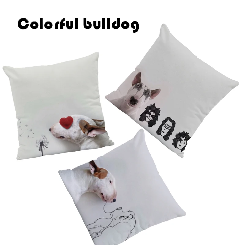 Dog Bull Terrier Love Cushion Pug Rabbit Butterfly Lion Pillows Vintage Home Decorating Throw Pillow Case 18 Inch Velvet Custom