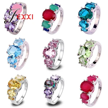 

Top Quality 925 Sterling Silver Jewelry Rings Wedding Anel For Women Girls Shiny Cubic Zircon Multi-color Optional Retail