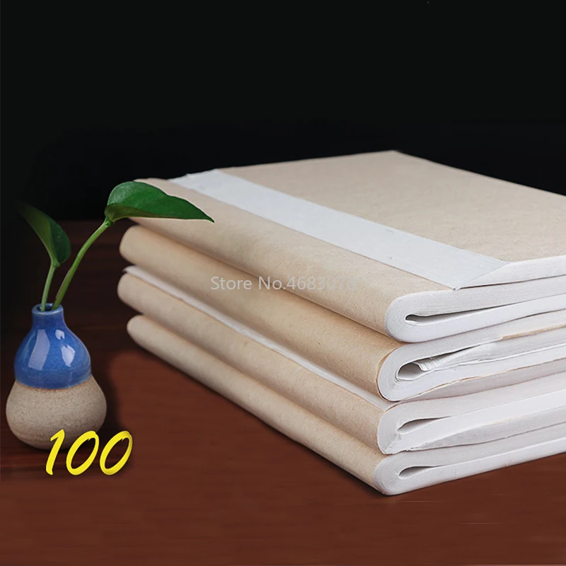 100pcs Xuan Paper Chinese Semi-Raw Rice Paper For Chinese Painting Calligraphy Or Paper Handicraft Supplies 46x69cm