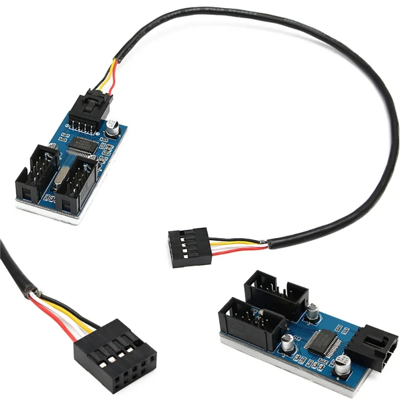 

USB 2.0 Male 1 to 2 9Pin USB header Female Extension Cable Card USB2.0 to 9-Pin USB HUB USB 2.0 9 pin Connector Port Multilier