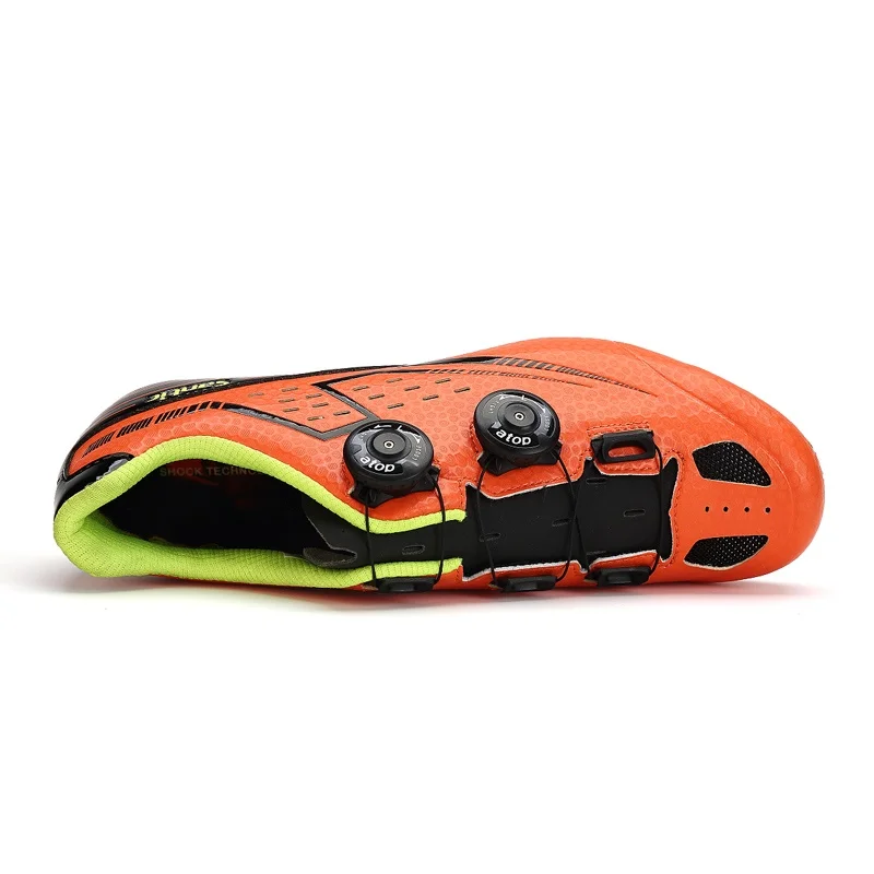 Santic Для мужчин оранжевый Road Вело-обувь углерода свет подошва кольцевой sapatilha Ciclismo Zapatillas европейские Размеры 39-45 450 г s12021