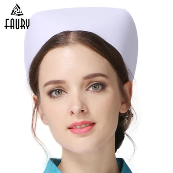 

2018 Profession Nurse Hat Medical Staff White Nurse Cap Female Medical Doctor Hat Hospital Detist Work Caps Wholesale Cap