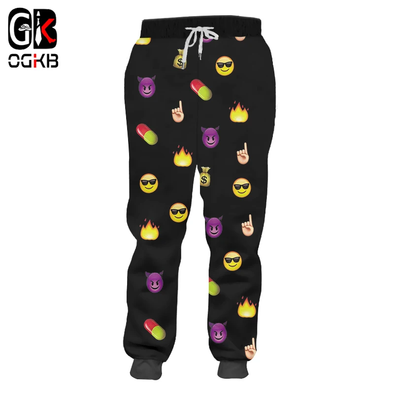 

OGKB Jogger Pants Men Fashion Loose Full Length 3D Casual Pants Printed Emoji Funny Big Size Attire Male Winter Sweatpants