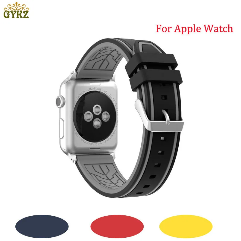 

GYKZ Silicone Strap for Apple Watch Band 42mm 38mm for iwatch Series 3 2 1 Bracelet Sport Wrist Watch Belt Rubber Watchband