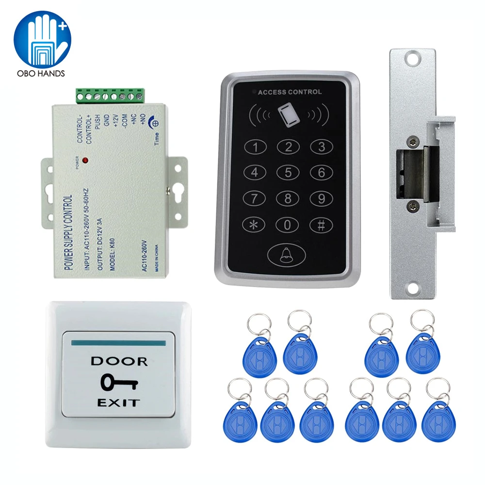 Full Set 125KHz RFID access control system kit T11 digital lock+3A/12V