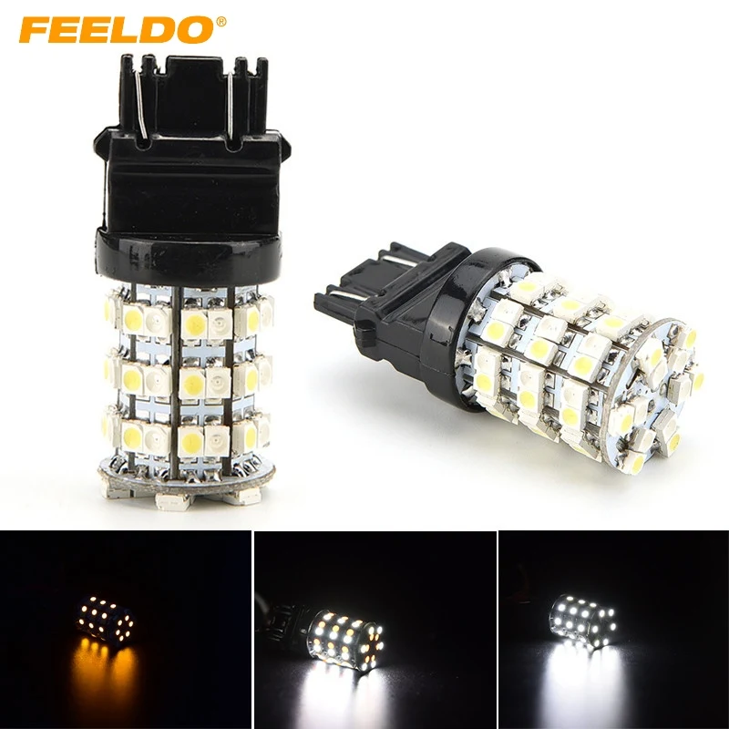 

FEELDO 10Pcs T20/T25 3157 60SMD 1210 Chip White/Yellow Dual Color Switchback Turn Signal Car LED Light #FD-1592