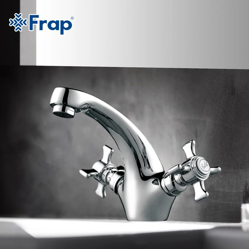 Frap Серебряный латунный кран для ванной комнаты с двойной ручкой смеситель для горячей и холодной воды для ванной комнаты torneira grifo F1024