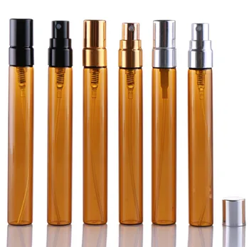 

2017 New 300pcs 10ml brown glass tube spray half cover aluminum water bottle to avoid light brown travel agent spray bottle