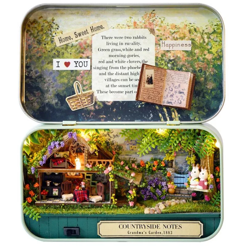 

Funny Countryside Notes 3D Wooden DIY Handmade Box Theatre Dollhouse Miniature Box Cute Mini Doll House Assemble Kits Gift Toys