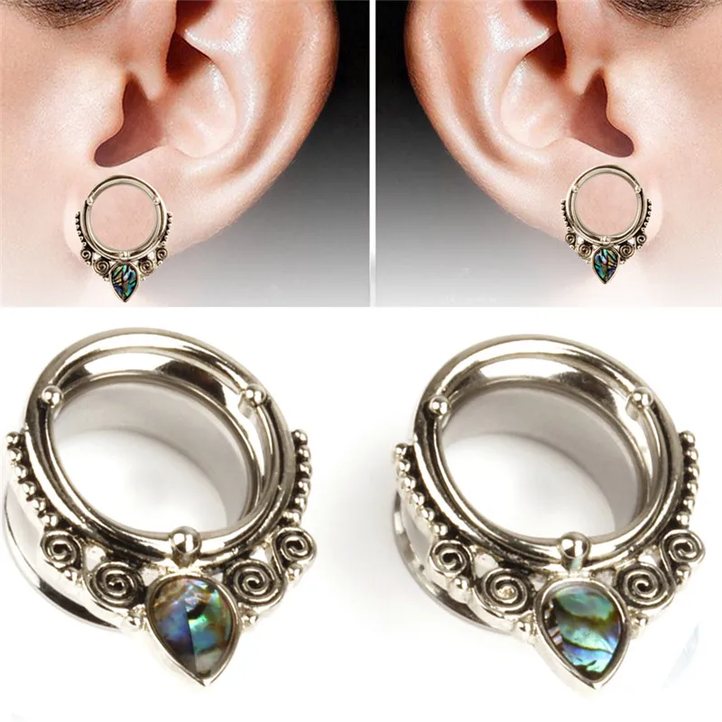 1 Pcs Body Jewelry Earrings Piercing Ear Gauges Expander Plugs Tunnels With Shell Logo 3.5cm*2