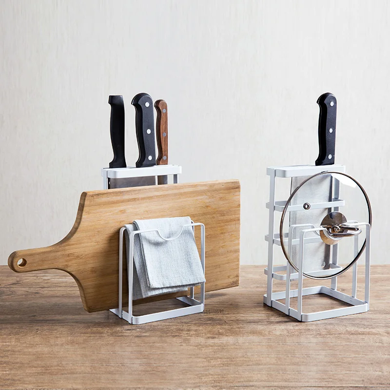 Iron multi layer cutting board Storage rack knife pot cover plate rack