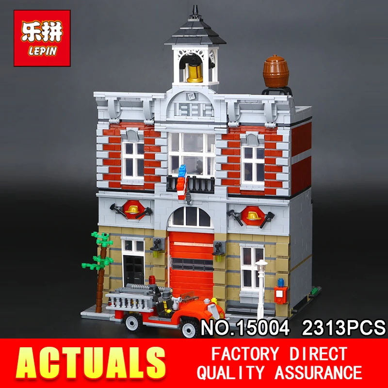 

LEPIN 15004 2313Pcs City Street Creator Fire Brigade Model Building Kits Blocks Bricks Compatible 10197 children toy