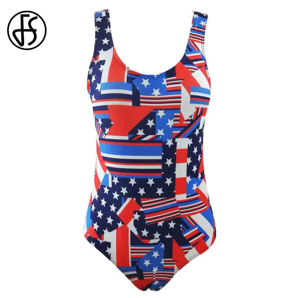 

FS Geometric Plus Size One Piece Swimwear High Waist Swimsuit Women Push Up Monokini Backless Bathing Suit XXL