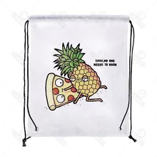 Сладкий любовник ананас фруктов и Pizza Print шнурок рюкзак путешествия мешок Обувь подарок мешок Mochilas feminina