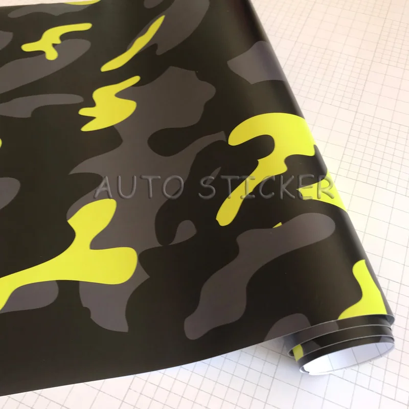 Yellow Black Gray snow camo vinyl car wraps 3