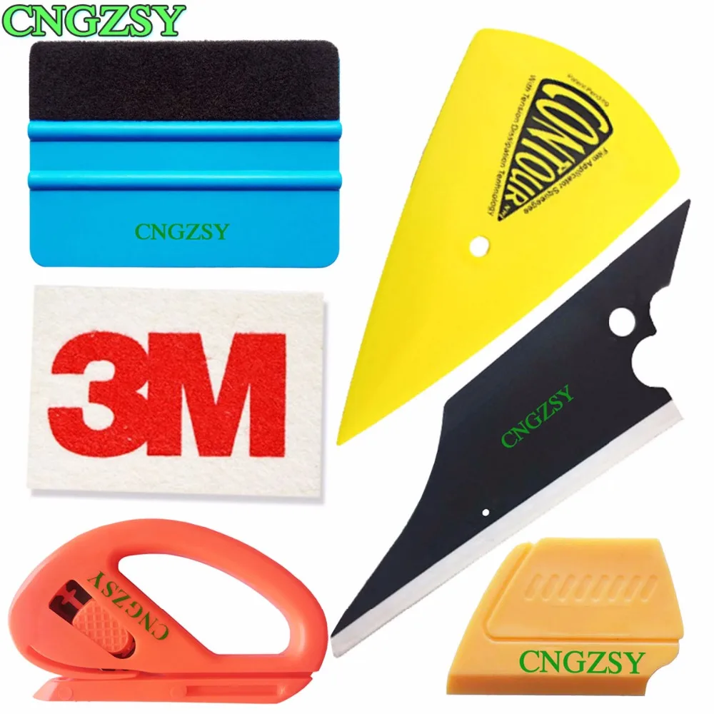 

Useful Rubber Wool Contour Squeegee Safety Vinyl Cutter Car Window Tinting Scraper Auto Film Wrapping Install Applicator Set K63