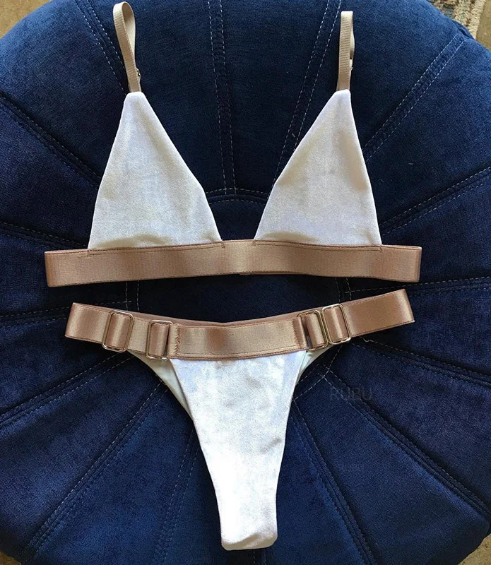 white velvet bikini