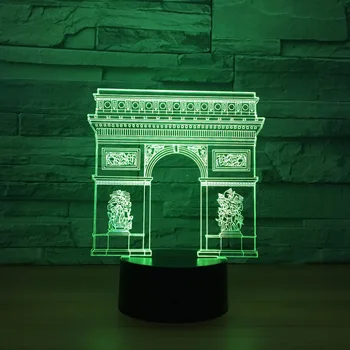 

France Arc de Triomphe Gate Building LED 3D Night Light Led Colorful Nightlight RGB Lamp Sleeping Lighting Child Kids Toy Gifts