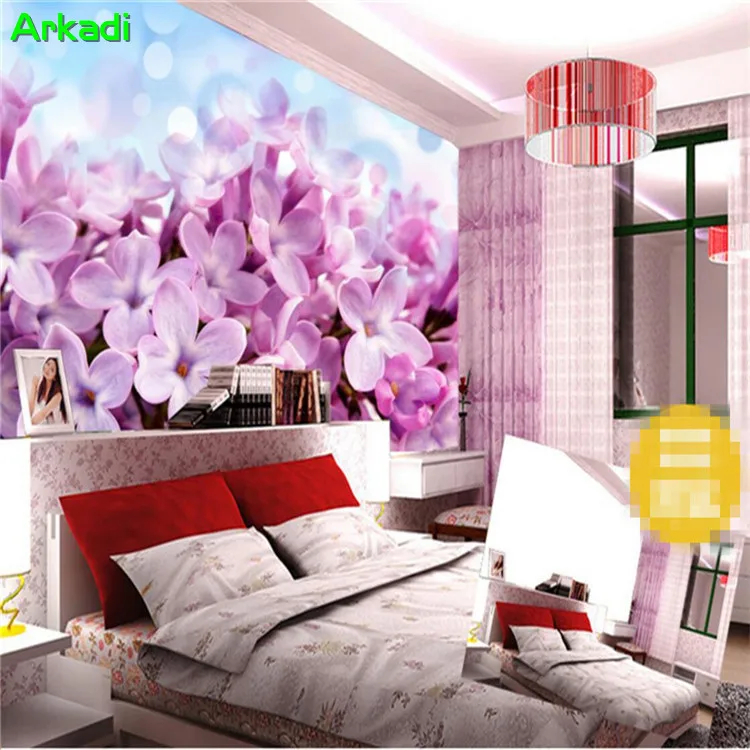 3D тисненые фиолетовые цветы фото обои HD Фреска гостиная спальня обои домашний декор настройки любой размер
