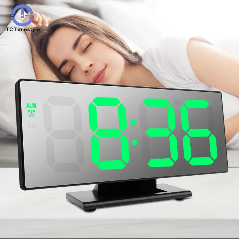 Billig LED Spiegel Digitale Wecker Multifunktions Elektronische Desktop Uhr Schlummer Nacht Display Elektronische Tischuhren Despertador