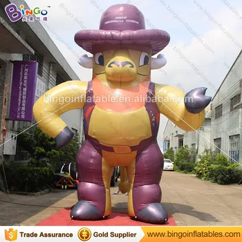 Price Customized 16 Feet Giant Inflatable Cowboy Decorative 5m High Airblown Standing Cowboy With Blower Toys