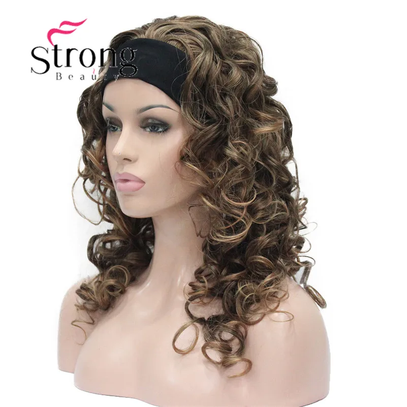 5985 #248T130 new 34 wig with headband Black Brown Copper mix curly women`s 20 synthetic wig (4)